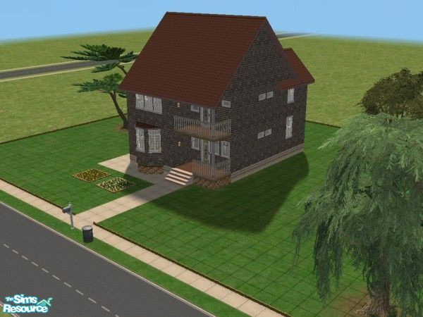 Sims 2 — Exile 15404 by SimsExile — Straight-forward two-storey house set in quality lawn with starter garden. Partially