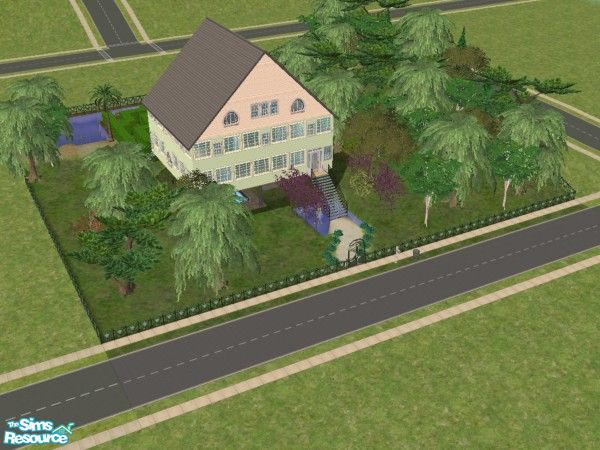 Sims 2 — Elendel by lonaquen — Light floating fairy house, with woods, lake, swimming pool, nice garden, receptions room,