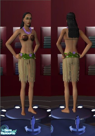 Sims 2 — Thinned grass skirt by teqqen — Thinned out grass skirt revealing nothing underneath. Use with my Natural Skin