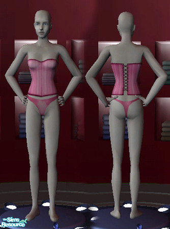 Sims 2 — Pink Corset by addsalt — Beautiful back laced corset with a matching delicate silk thong.
