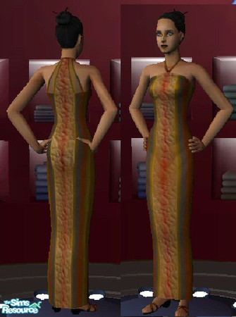 Sims 2 — Golden Dress by Ashti — Beautiful long dress, made of finest materials. It has very interesting back and it's