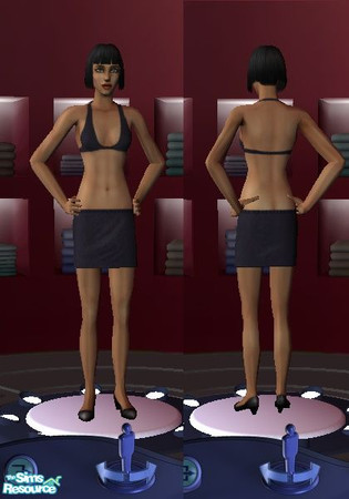 Sims 2 — Charcoal 2 piece dress by teqqen — Charcoal 2 piece with low riding skirt