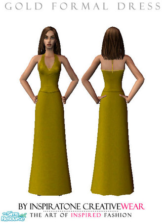 Sims 2 — Gold Formal Silk Gown by oldmember_Inspiratone2 — Give your wealth aspiring sim something to show her