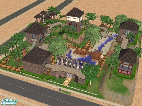 Sims 2 — F.L.W.ish Spread by boodie7 — This was mostly for the fun of building. The interior of each bulding only has
