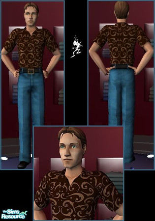 Sims 2 — Brown Velvet Top Male by TSR Archive — I saw Jay wearing a top similar to this on Queer Eye. 