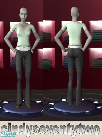 Sims 2 — Patten Tee by cindy72 — Janey modeling the Patten Tee in Light Green