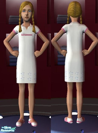Sims 2 — ChildSupermodelDress by AzzexX — This SOFT white dress is for everyday use. The patterns are blue stars around
