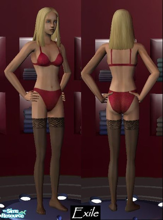 Sims 2 — Black Stockings by SimsExile — Red Lace undies, Black Stockings - sheer decadence.