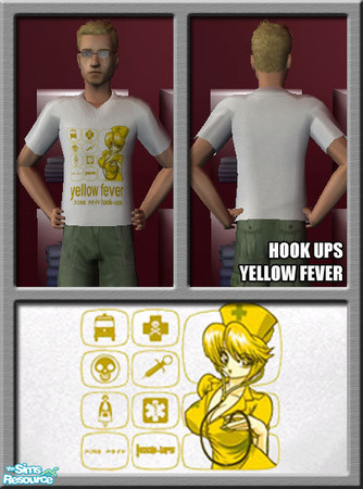 Sims 2 — Hook Ups - Yellow Fever by netglyph — Yellow Fever T-Shirt in the Hook Ups range.