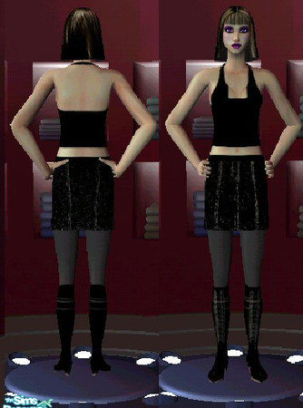 Sims 2 — Black Shimmer Skirt by oldmember_Carlyusa002 — Black Skirt with stripes. The rest of the outfit is uploaded here