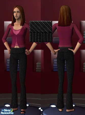Sims 2 — Black Pinstripe Pants by oldmember_Belles — These cute pants are quite versatile and can be worn with many