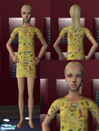 Sims 2 — Makeup Sleeper Shirt by Carrigon — A fun makeup patterned sleepshirt for teen females. The pattern has nail