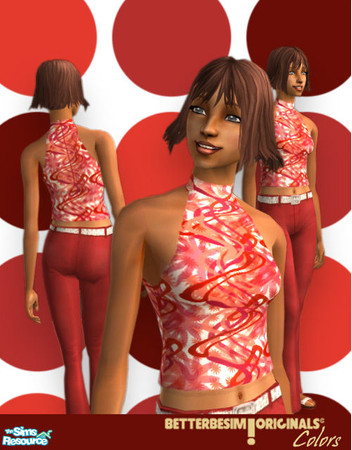 Sims 2 — Colors, Red Printed Top by BetterbeSim — Who is afraid of Red? Red printed top, a original print, a stylish