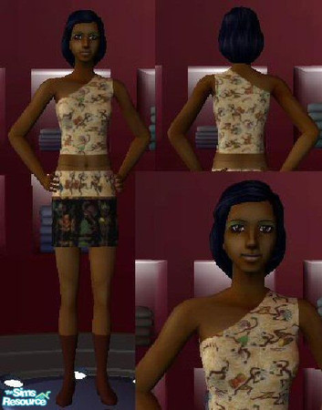 Sims 2 — Africa Top by Carrigon — A beautiful African patterned top for an adult female.