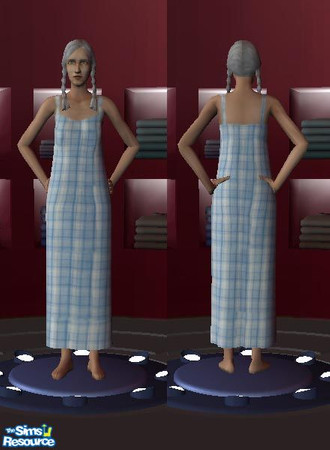 Sims 2 — Plaid Nightie by Shoes — A lovely soft cotton plaid night gown.