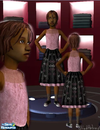 Sims 2 — Twinkle Dress by BlindHatred — Starry dress for little girls. Complete with socks, because socks are awesome. 