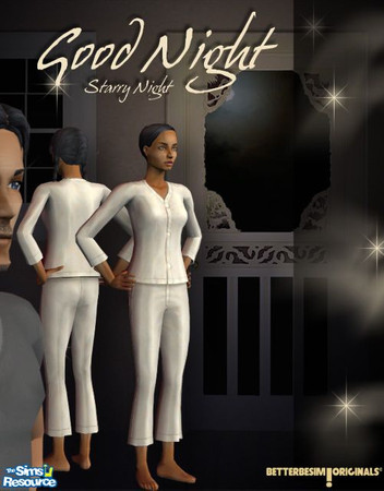 Sims 2 — Starry Night Satin PJ's by BetterbeSim — Get ready for that romantic night! Satin PJ's with a delicate starry