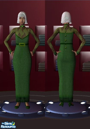 Sims 2 — Omakleid by susita68 — An elegant, moss-green dress for middle-aged ladies