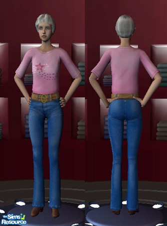 Sims 2 — Pink Star Tee by jwilson5 — A pretty pink tee shirt with a shooting star on front for the elder female. Jeans