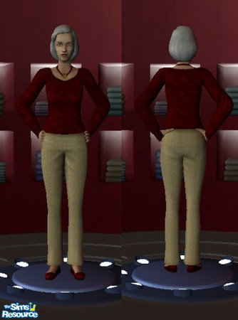 Sims 2 — granny ensemble by melodie9 — a great top with neutral pant and a necklace fot granny