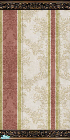 Sims 2 — Red and Gold Floral Stripe Wallpaper by mahtigwess — Wouldn\'t any self respecting Gryffindor love this?