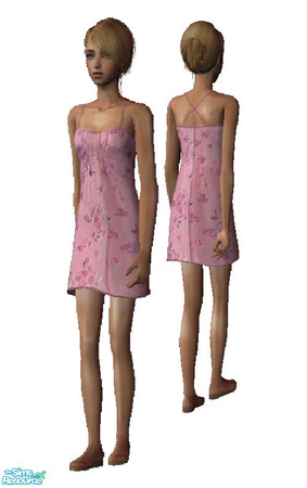 Sims 2 — pink flower dress by gommel22 — A cute pink flower dress for your teens.