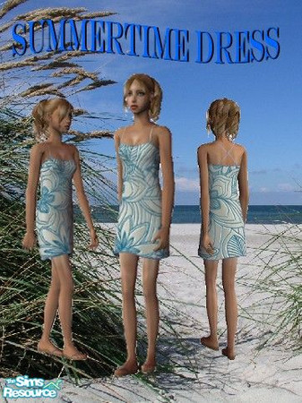 Sims 2 — blue summer dress by gommel22 — A simple cute blue flower dress for your teens.