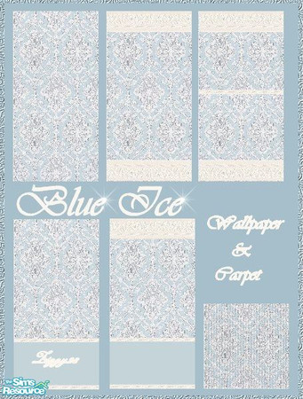 Sims 2 — Blue Ice by ziggy28 — A set of 5 wallpapers and 1 carpet.