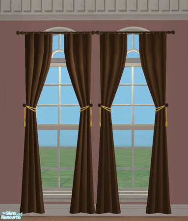 Sims 2 — Marcia Dark Brown Curtain by jigsawtooth — Curtains in Marcia\'s favorite shade of brown! Recolor of Maxis