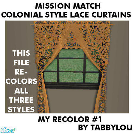 Sims 2 — TL - MM ColonialStyleCurtainSeeThruLace Recolor01 by TabbyLou — My Recolor #1 Match Lace (see-thru) recolor of