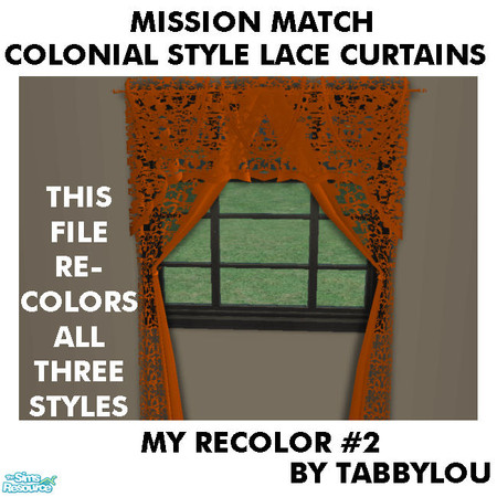 Sims 2 — TL - MM ColonialStyleCurtainSeeThruLace Recolor02 by TabbyLou — My Recolor #2 Match Lace (see-thru) recolor of