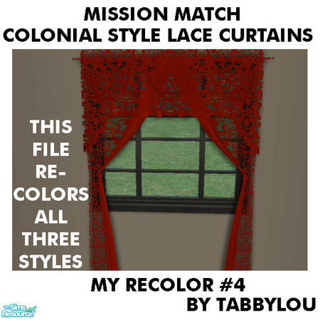 Sims 2 — TL - MM ColonialStyleCurtainSeeThruLace Recolor04 by TabbyLou — My Recolor #4 Match Lace (see-thru) recolor of