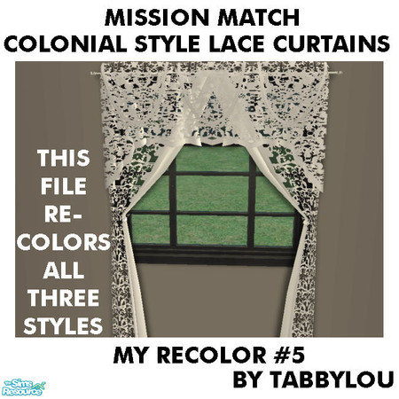 Sims 2 — TL - MM ColonialStyleCurtainSeeThruLace Recolor05 by TabbyLou — My Recolor #5 Match Lace (see-thru) recolor of
