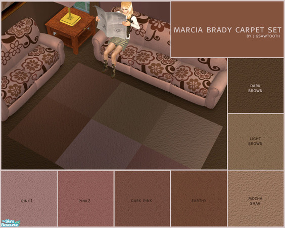 Sims 2 — Marcia Brady Carpet Set by jigsawtooth — Soft carpet in Marcia\'s favorite shades of brown and pink!