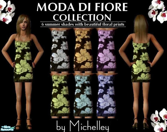 Sims 2 — Moda di Fiore by MichelleySim95 — Moda di Fiore is a set of 6 colorful sundresses for your sims. Each have a