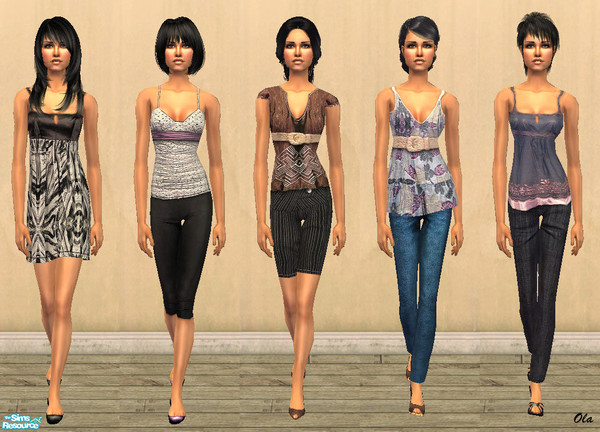 Sims 2 — Fashion Collection #8 by olcia_olivinea — Set of five everyday outifts, perfect for summer. Three of them can be