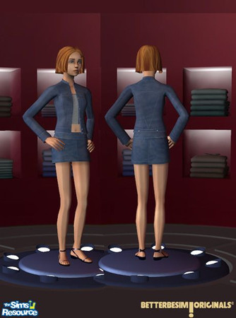 Sims 2 — Blue suede skirt by BetterbeSim — Blue suede skirt. Wear it with the suede jacket to complete the outfit.