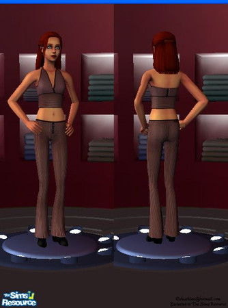 Sims 2 — Teen Striped Pants by Acathla9 — Striped pants with lace up front. If you choose to recolour or post this on any
