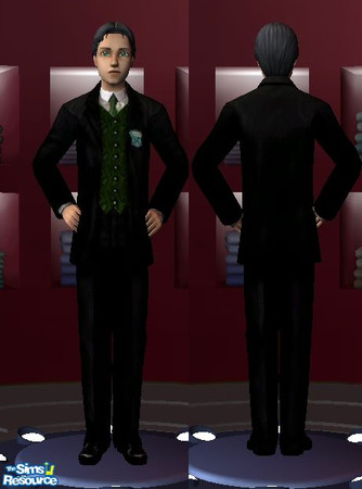 Sims 2 — Slytherin Teen Boy's Uniform by jsuarez — A Harry Potter themed uniform for young, ambitious wizards. If you