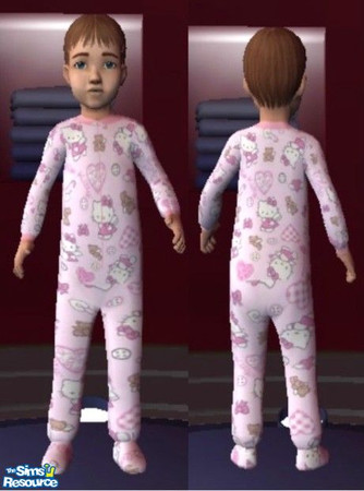 Sims 2 — Kitty Cat by brisbaneace — Kitty cat patten on your baby girls pjs.