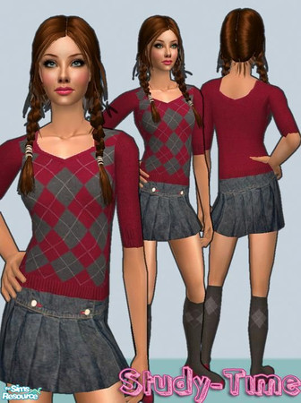 Sims 2 — Study-Time - Red Prep Argyle by pretty_baby — 