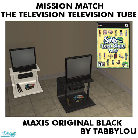 Sims 2 — Tl - MM TheTelevisonTelevisionTube OrigBlackWd by TabbyLou — Tube/Metal ONLY Maxis Original Black Wood Recolor