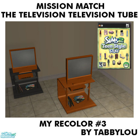 Sims 2 — Tl - MM TheTelevisonTelevisionTube Recolor03Wd by TabbyLou — Tube/Metal ONLY My Recolor #3 Wood Recolor of Teen