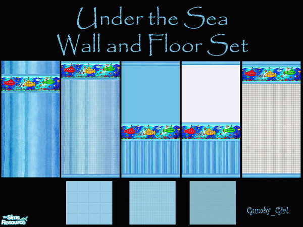 Sims 2 — Under the Sea Wall and Floor Set by Gumby_Girl — Set of 5 walls and 3 floors in an under water theme. 2