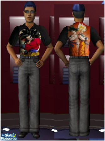 Sims 2 — DBZ Shirt by Darkwolf92 — Cool DrabonBall Z shirt with Pics of Goku on front and Back.
