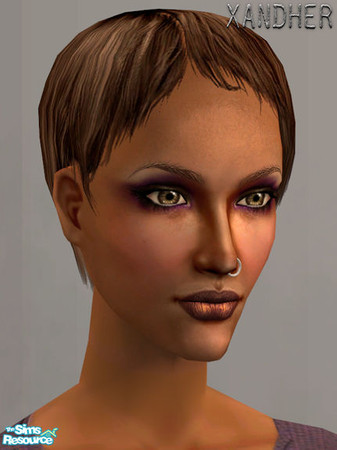 Sims 2 — Gamine Hair - Brown by Xandher — A recolor of Marko\'s Short Cut hair mesh, this texture is short, wispy and