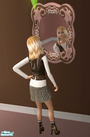 Sims 2 — Marcia Pink & Brown Oval Mirror by jigsawtooth — Cute recolor of Maxis original quaint oval mirror. No mesh