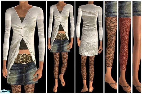 Sims 2 — JPtfdaily1 by juttaponath — Denim skirt and jacket with different tights. No mesh or expansion pack required.