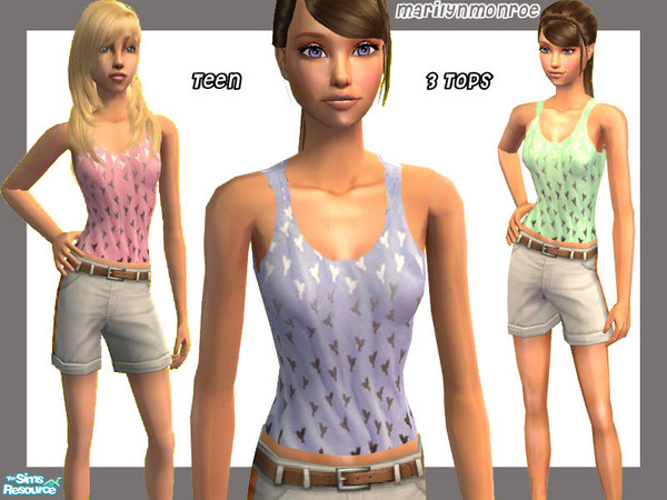 Sims 2 — 3 Tops for teen girls by marilynmonroe — Enjoy!