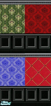 Sims 2 — Black Wooden Panels by simonandy — A set of four black wooden panels with various colour wallpaper inlays